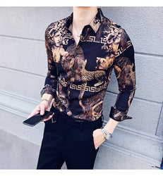 Men's Fashion Printed Long-sleeved Shirt