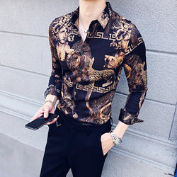 Men's Fashion Printed Long-sleeved Shirt