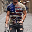 Men's Vintage USA Flag Print T-Shirt