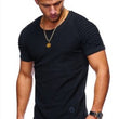 Men's Round Neck Slim Solid Color Short Sleeved T-shirt