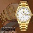 Men's Watch Gold Relojes De Hombre Classic Stainless Steel Quartz Diamond Watch