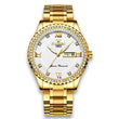 Men's Watch Gold Relojes De Hombre Classic Stainless Steel Quartz Diamond Watch