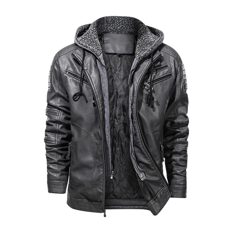 Men's Hooded Biker Jacket