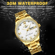 Men's Watch Gold Relojes De Hombre Classic Stainless Steel Quartz Diamond Watch