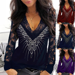 Women's Lace Printed Long-sleeved Shirt